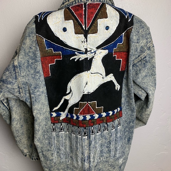 Torpedo International Jackets & Blazers - Long 80s 90s hand painted southwestern jacket